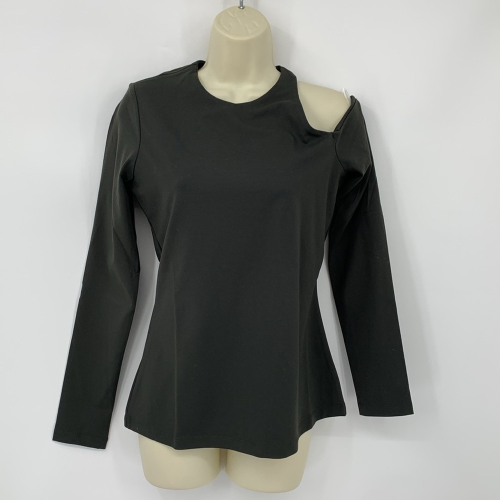 Susana Monaco crew neck cut-out cold shoulder jersey knit top shirt blouse new L